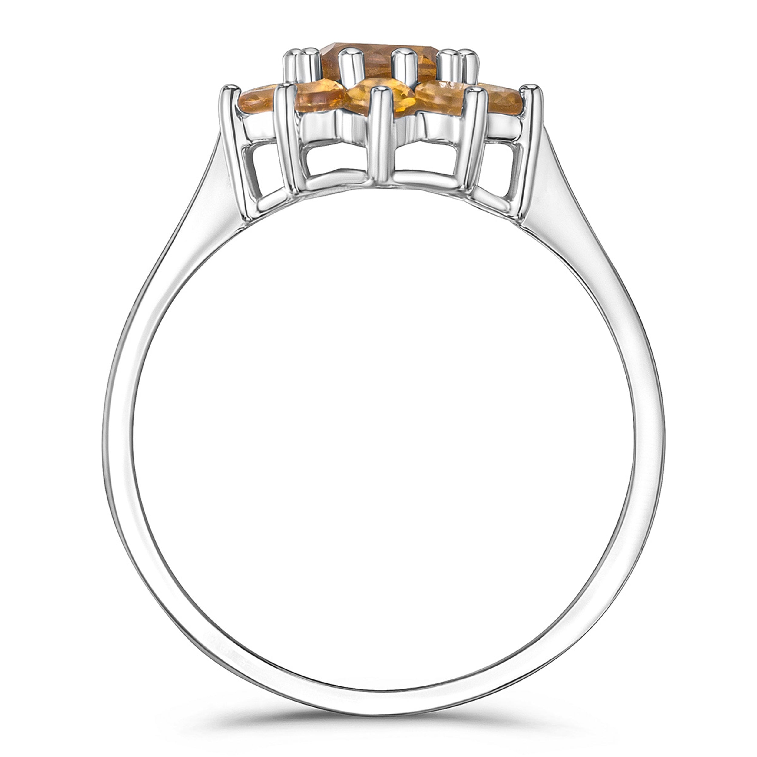 0.96ct Citrine Cluster Ring in 9K White Gold